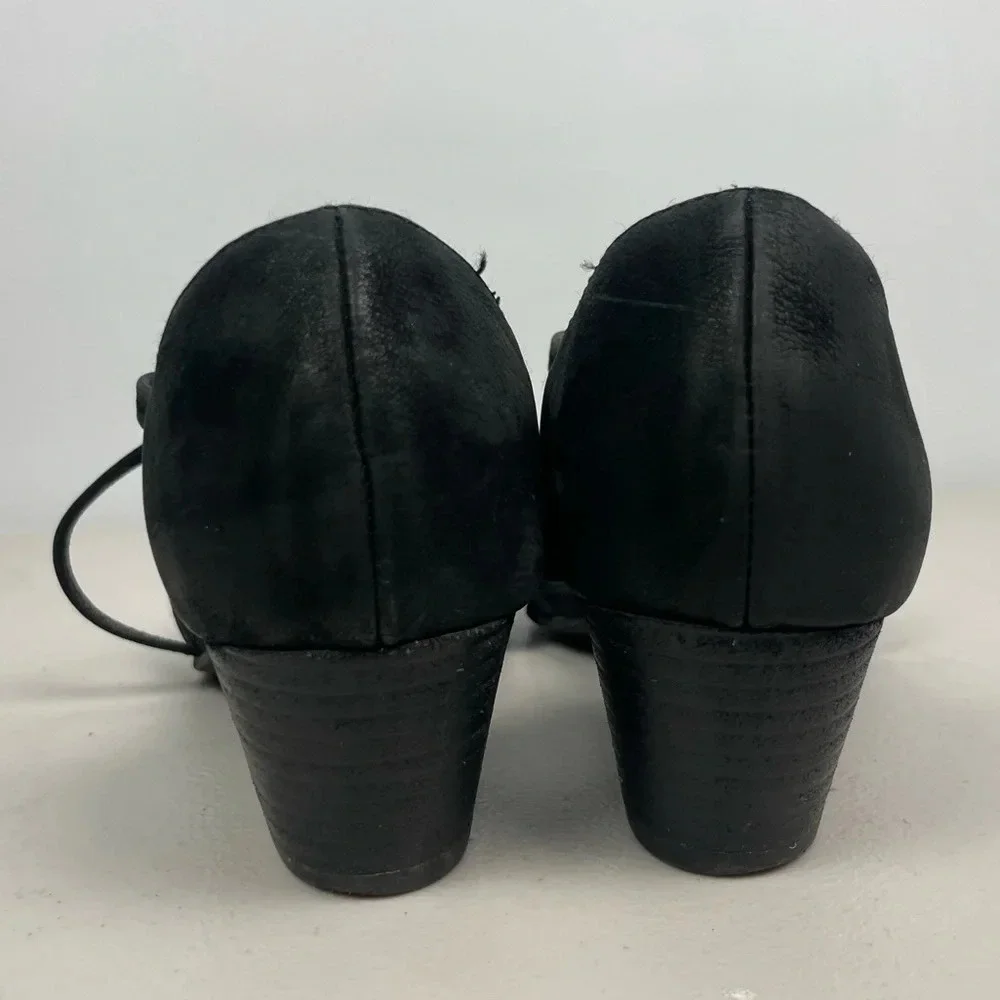Eileen Fisher Black Poet Crisscross Strap Pointed Toe‎ Stacked Heel